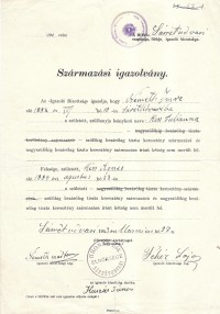 Származási igazolvány 1943-ból