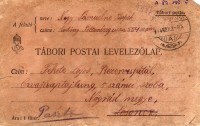 Fekete Lajoshoz írt levél az első világháborúban