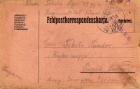 Fekete Lajos levele az első világháborúból